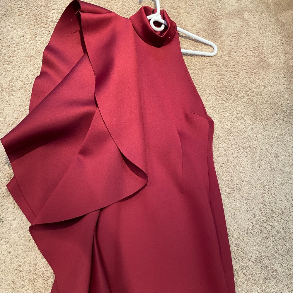 Burgundy fitted scuba dress